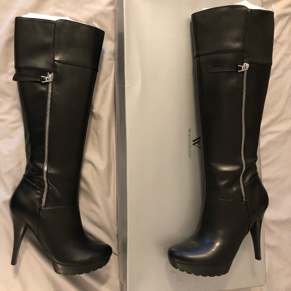 Brand new Worthington knee high heeled boots black
